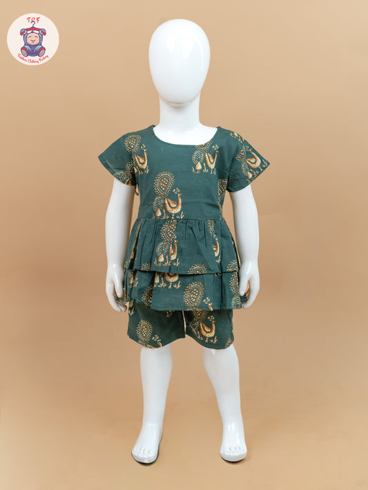 Teal Green - Ajrakh printed Co-ords Sets
