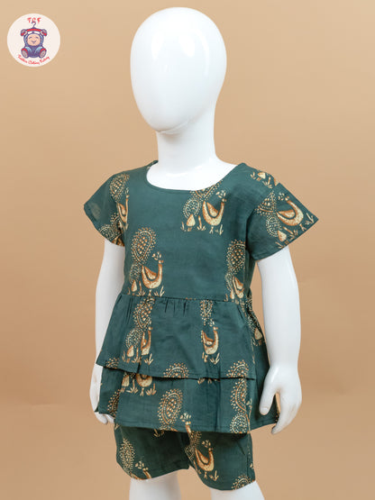 Teal Green - Ajrakh printed Co-ords Sets