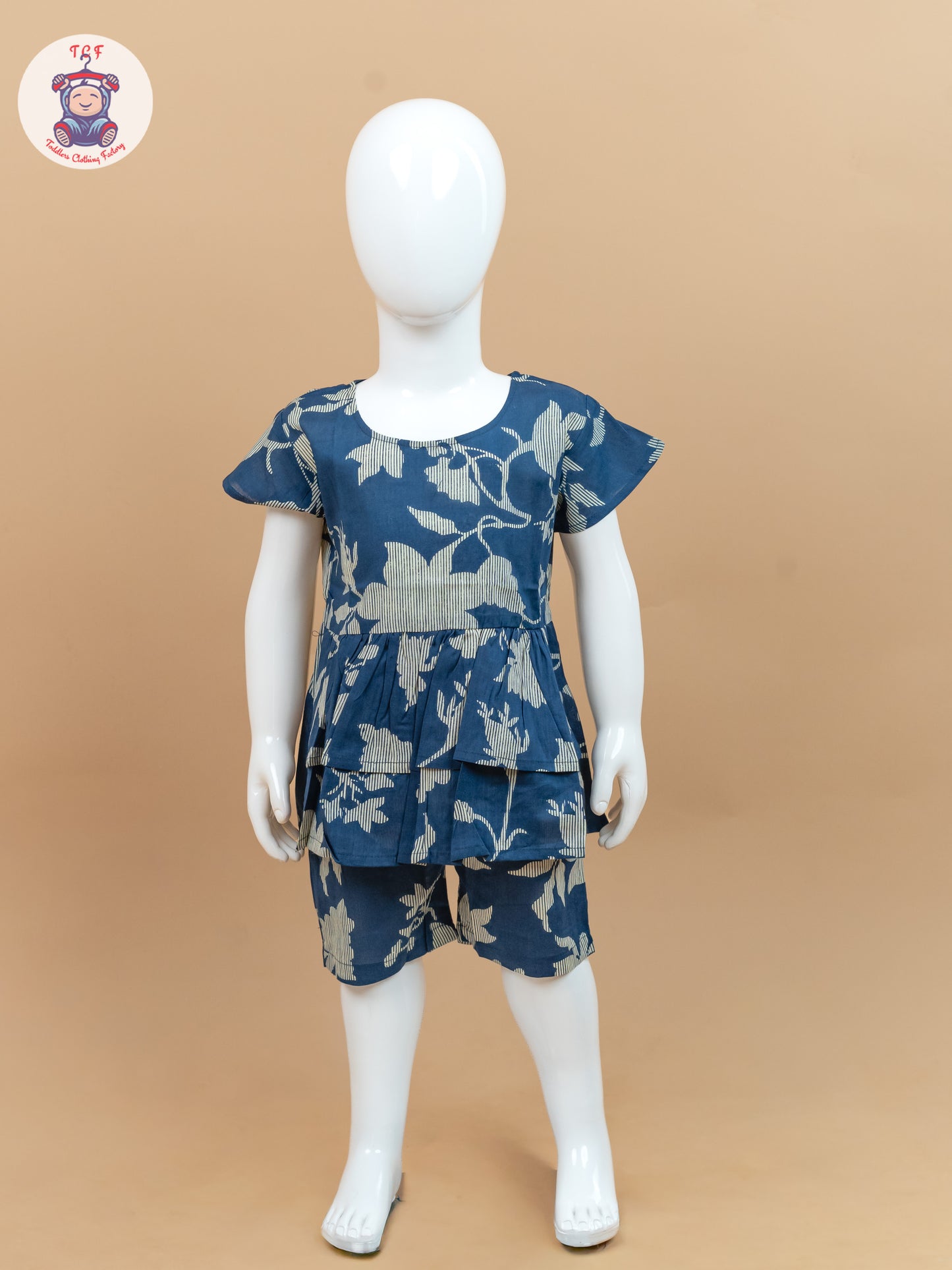 Navy Blue & Cream - Jaipuri Printed Co-ords Sets