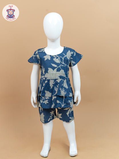 Navy Blue & Cream - Jaipuri Printed Co-ords Sets