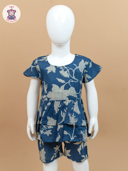 Navy Blue & Cream - Jaipuri Printed Co-ords Sets
