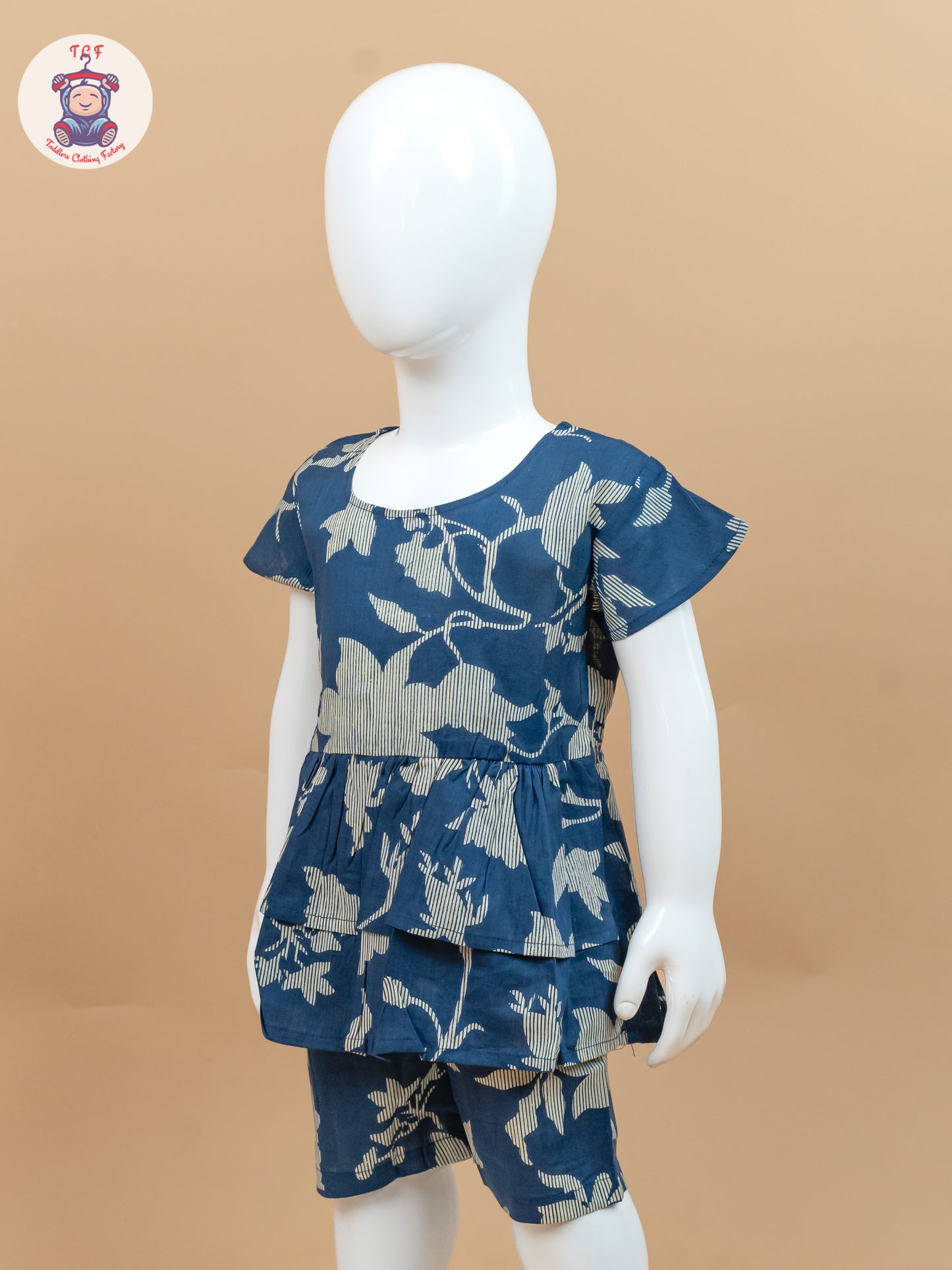 Navy Blue & Cream - Jaipuri Printed Co-ords Sets