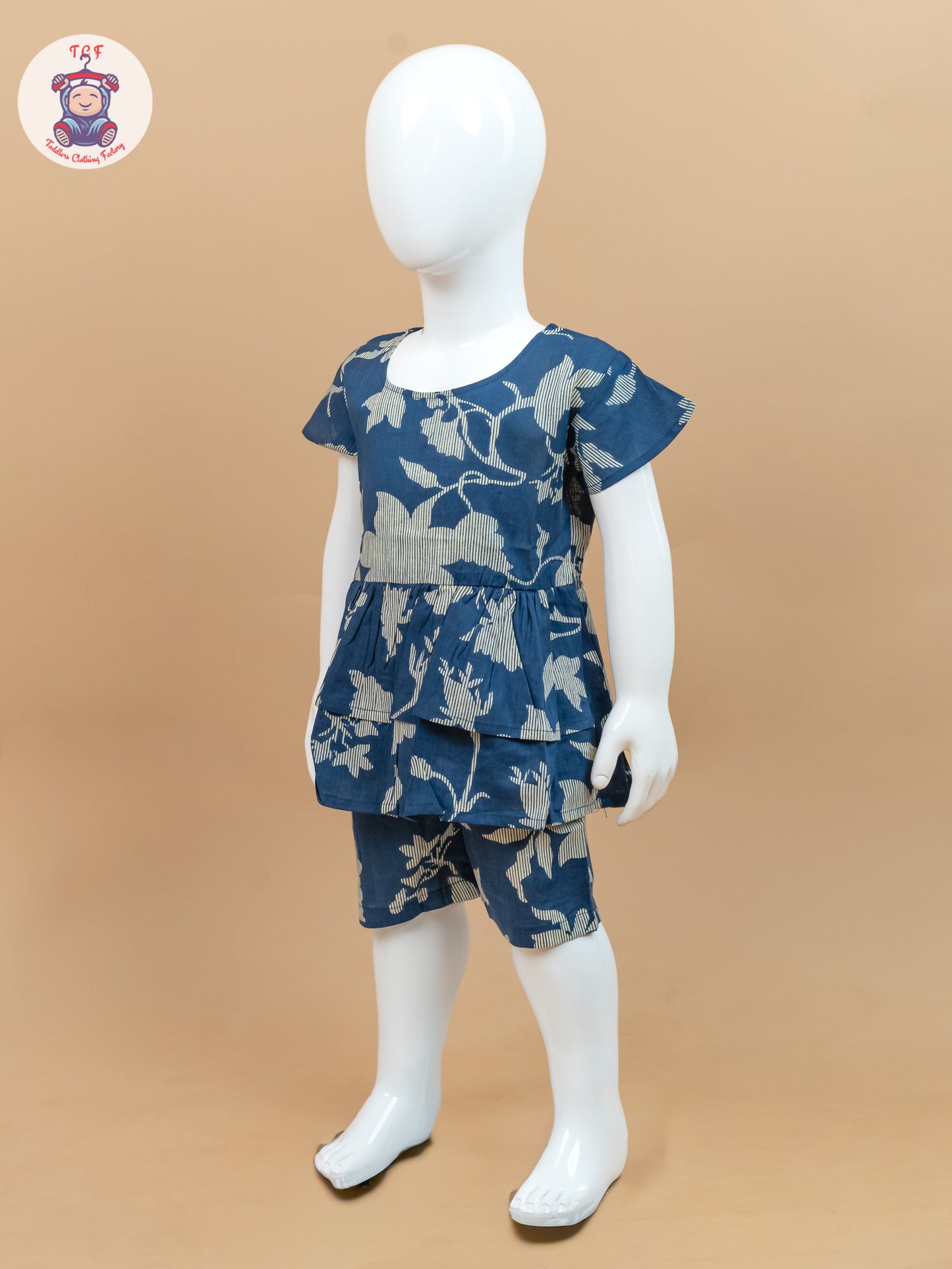 Navy Blue & Cream - Jaipuri Printed Co-ords Sets