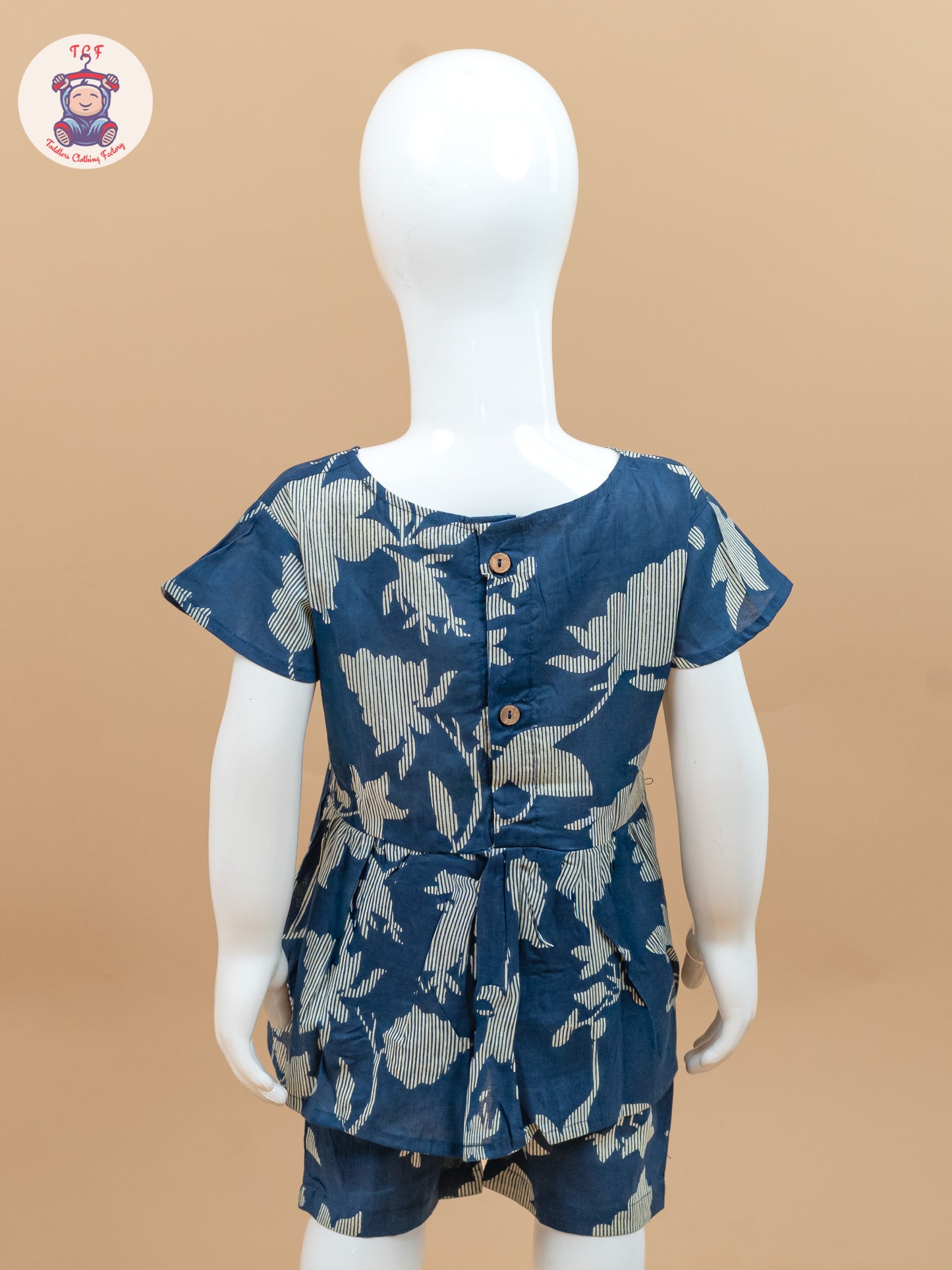 Navy Blue & Cream - Jaipuri Printed Co-ords Sets