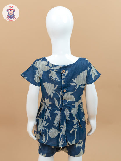 Navy Blue & Cream - Jaipuri Printed Co-ords Sets