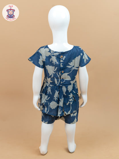 Navy Blue & Cream - Jaipuri Printed Co-ords Sets