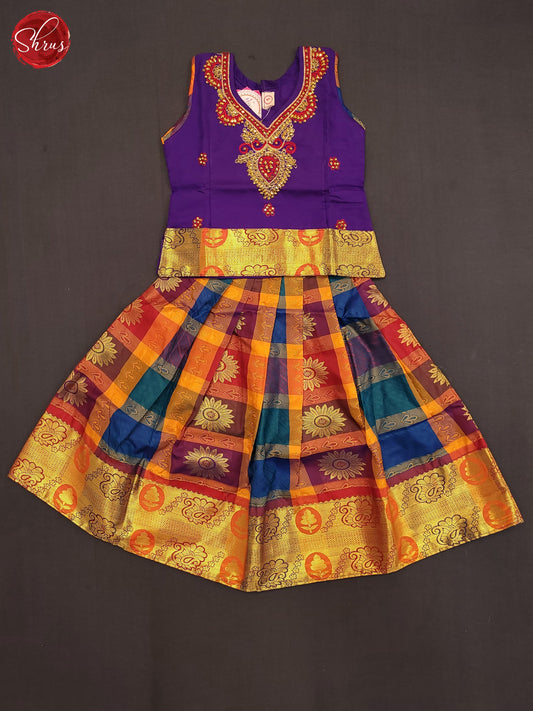 Purple  &  Orange - Readymade Pattu Pavadai Set - Shop on ShrusEternity.com