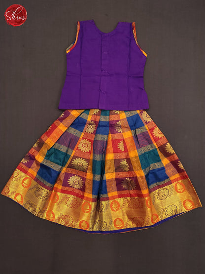 Purple  &  Orange - Readymade Pattu Pavadai Set - Shop on ShrusEternity.com
