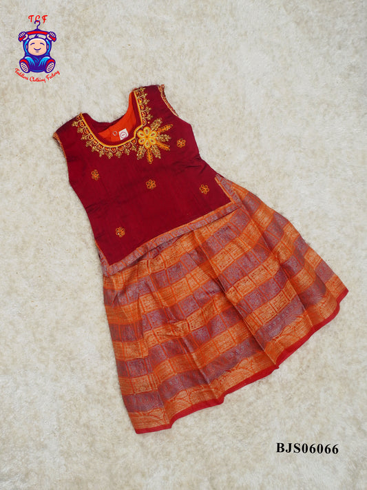Maroon & Orange - Pavadai Sattai