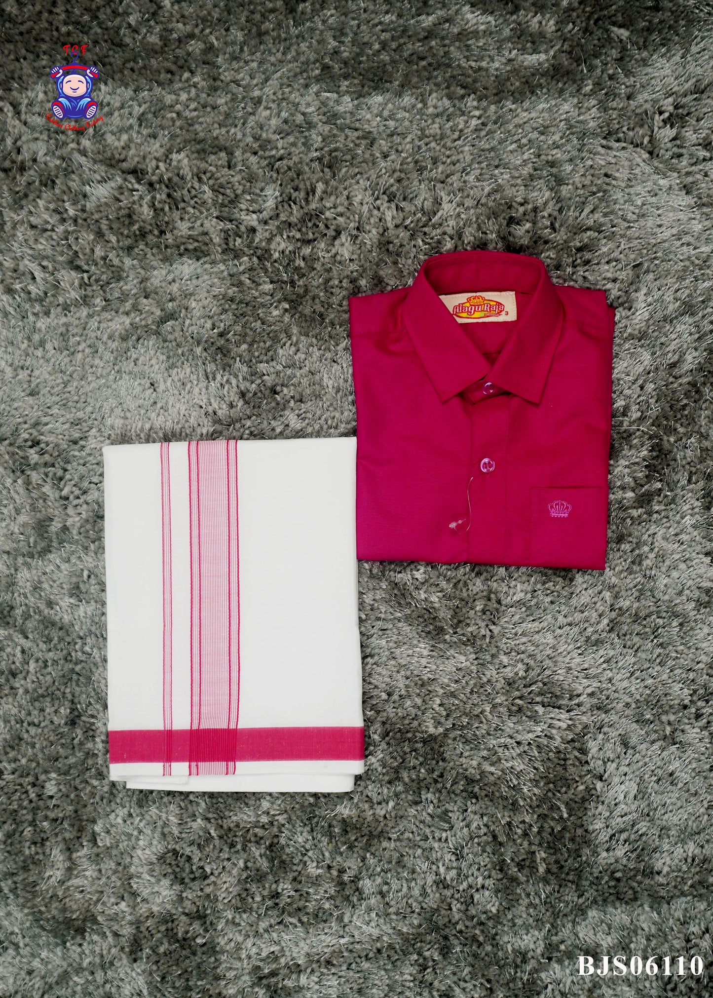 Pink & White -  Boys Readymade Dhoti & Shirts