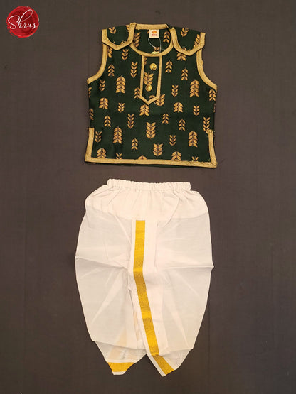 Bottle Green - Readymade Kids Dhothi  Set - Shop on ShrusEternity.com
