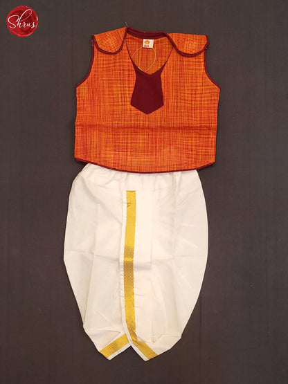 Orange- Readymade Dhoti Set - Shop on ShrusEternity.com