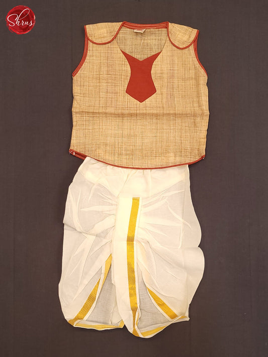Beige - Readymade Kids Dhoti Set - Shop on ShrusEternity.com