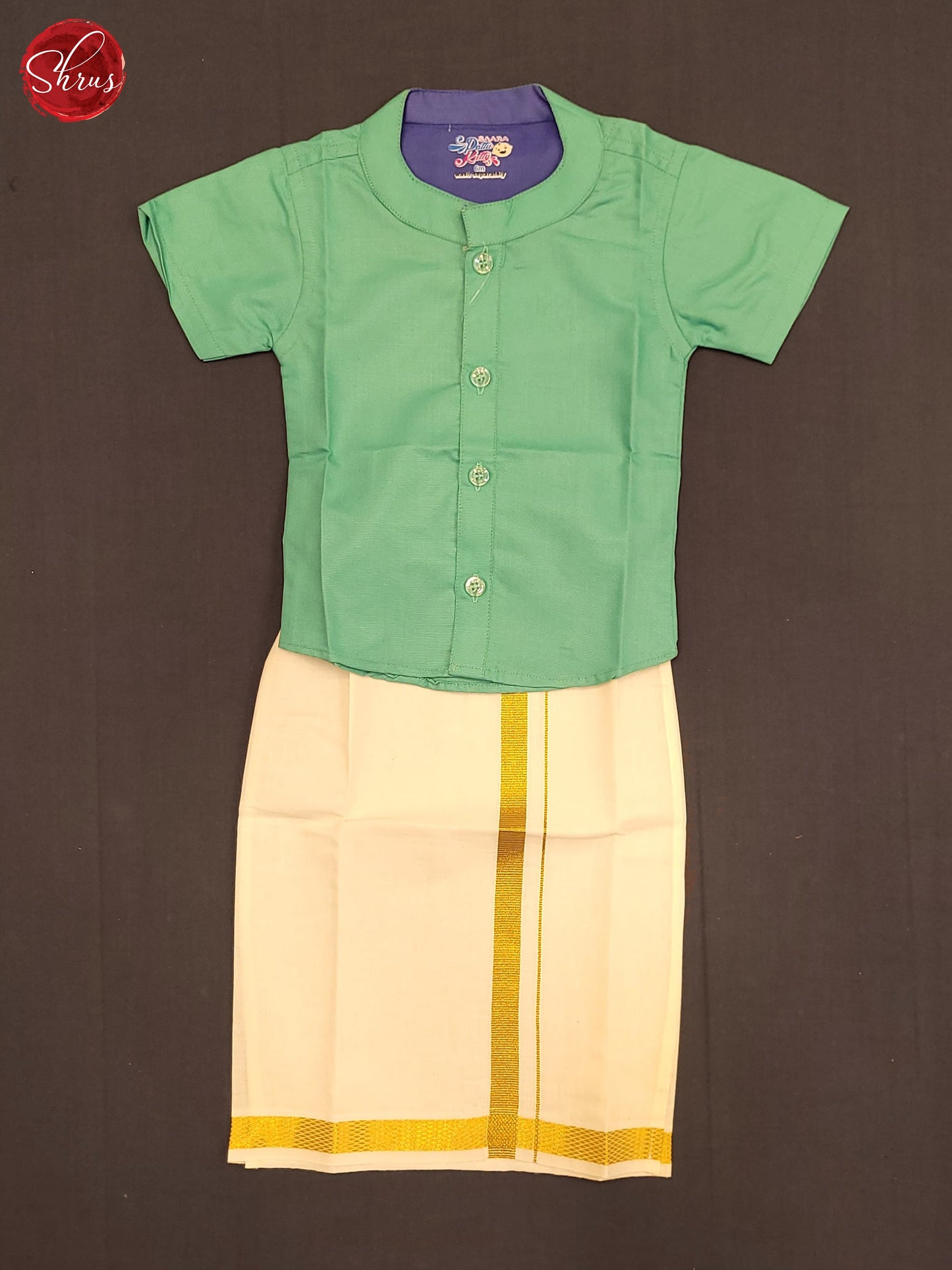 Green - Readymade Kids  Dhoti , Vesti Set - Shop on ShrusEternity.com