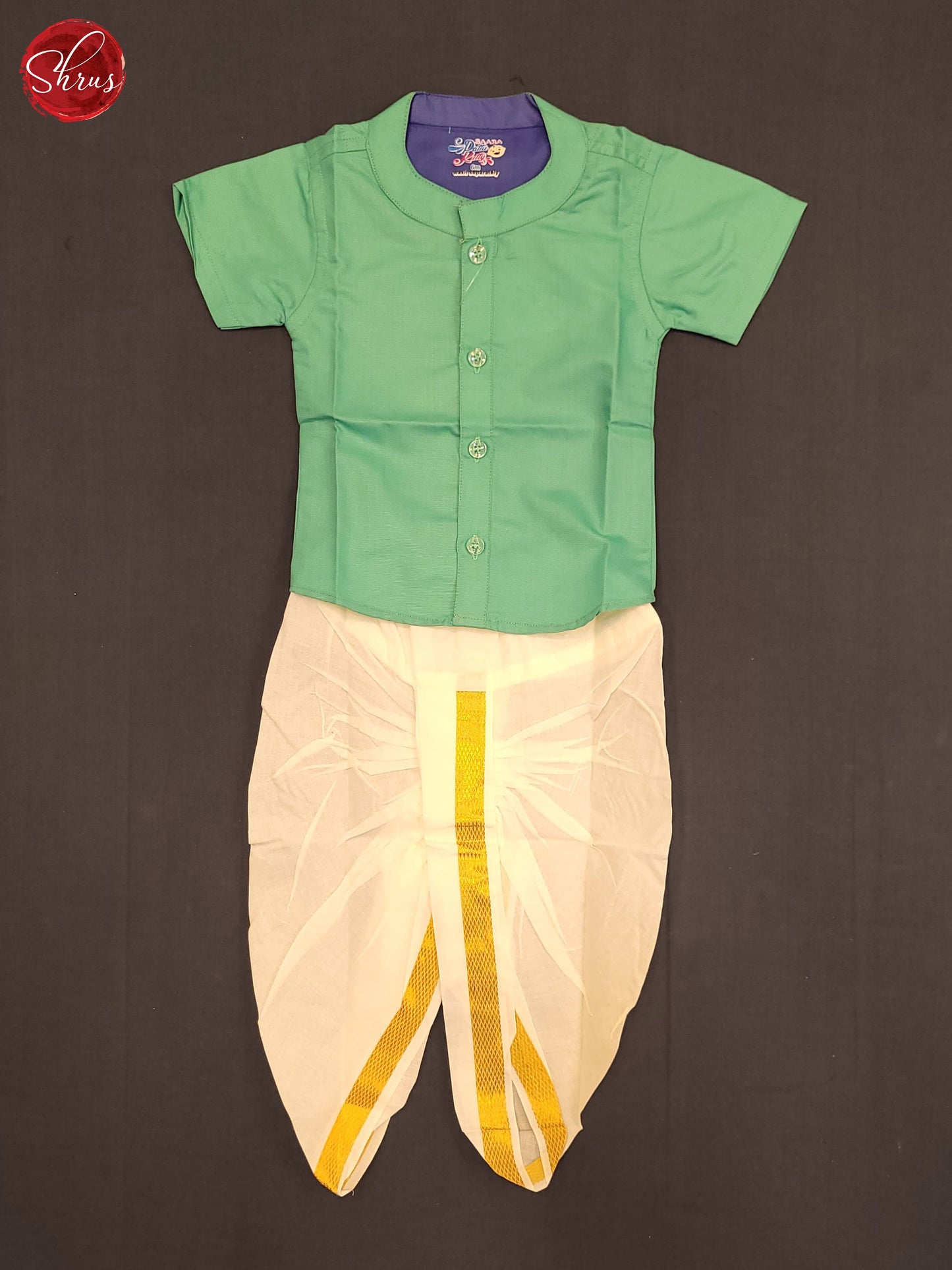 Green - Readymade Kids  Dhoti , Vesti Set - Shop on ShrusEternity.com