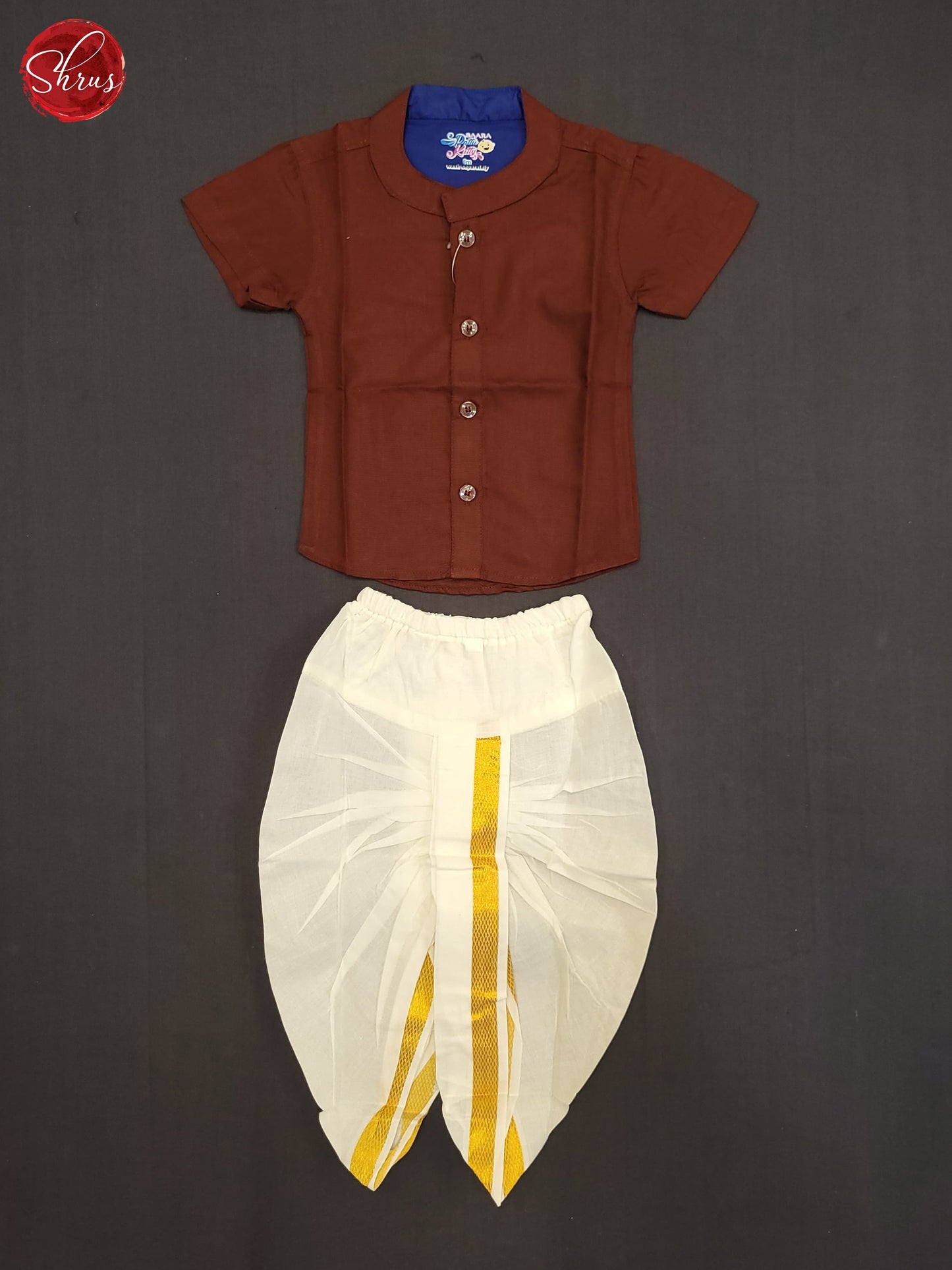 Maroon -Readymade Kids Dhoti , Vesti Dual Set - Shop on ShrusEternity.com