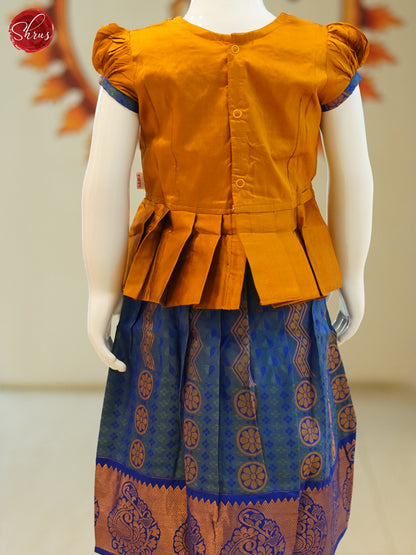 Mustard & Blue- Readymade Pattu PAvadai - Shop on ShrusEternity.com