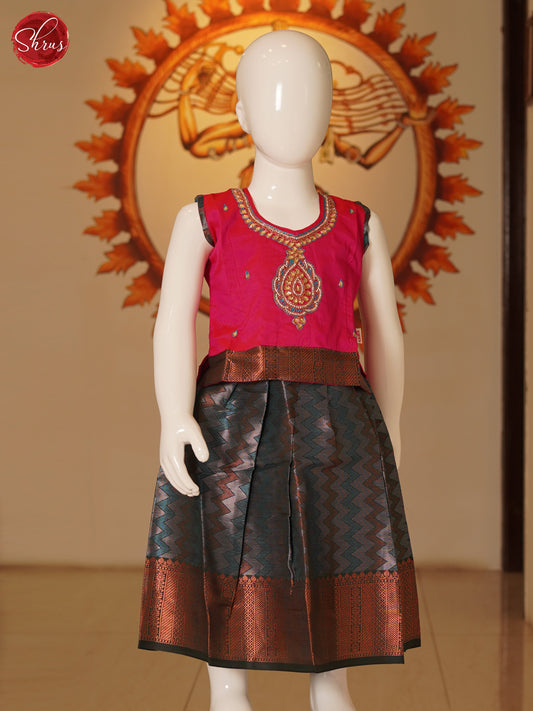 Pink & Blue - Readymade Pattu Pavadai - Shop on ShrusEternity.com
