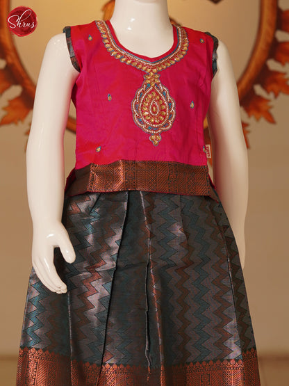 Pink & Blue - Readymade Pattu Pavadai - Shop on ShrusEternity.com