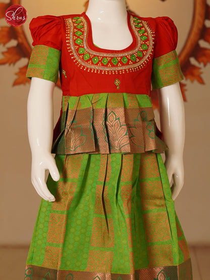 Red & Green - Readymade Pattu Pavadai - Shop on ShrusEternity.com