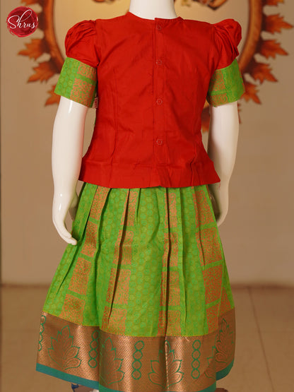 Red & Green - Readymade Pattu Pavadai - Shop on ShrusEternity.com