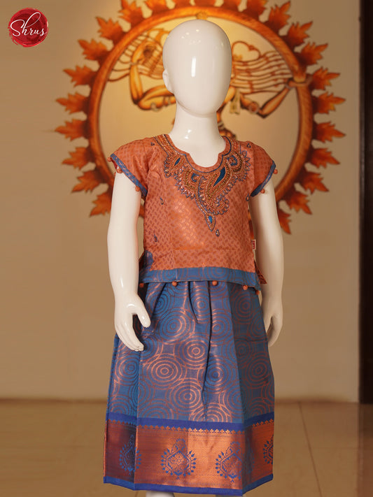 Copper & Blue- Readymade Pattu Pavadai - Shop on ShrusEternity.com