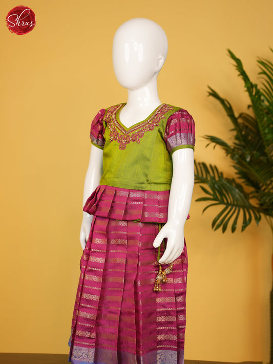 Green & Purple- Readymade Kids Pavadai Set - Shop on ShrusEternity.com
