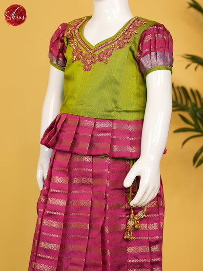 Green & Purple- Readymade Kids Pavadai Set - Shop on ShrusEternity.com