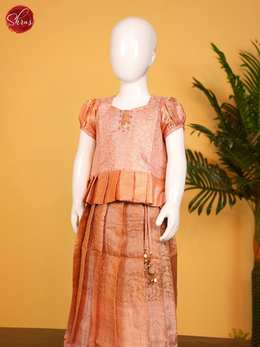 Peach - Readymade Kids Pavadai Set - Shop on ShrusEternity.com
