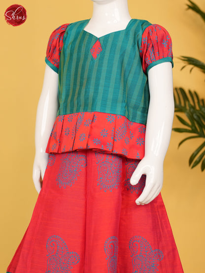 Green & Red - Readymade Kids Pavadai Set - Shop on ShrusEternity.com