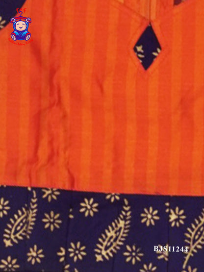 Orange & Blue - Cotton Pavadai Sattai