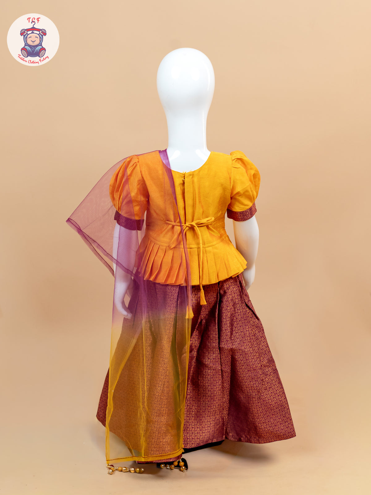 Yellow & Maroon - Lehenga