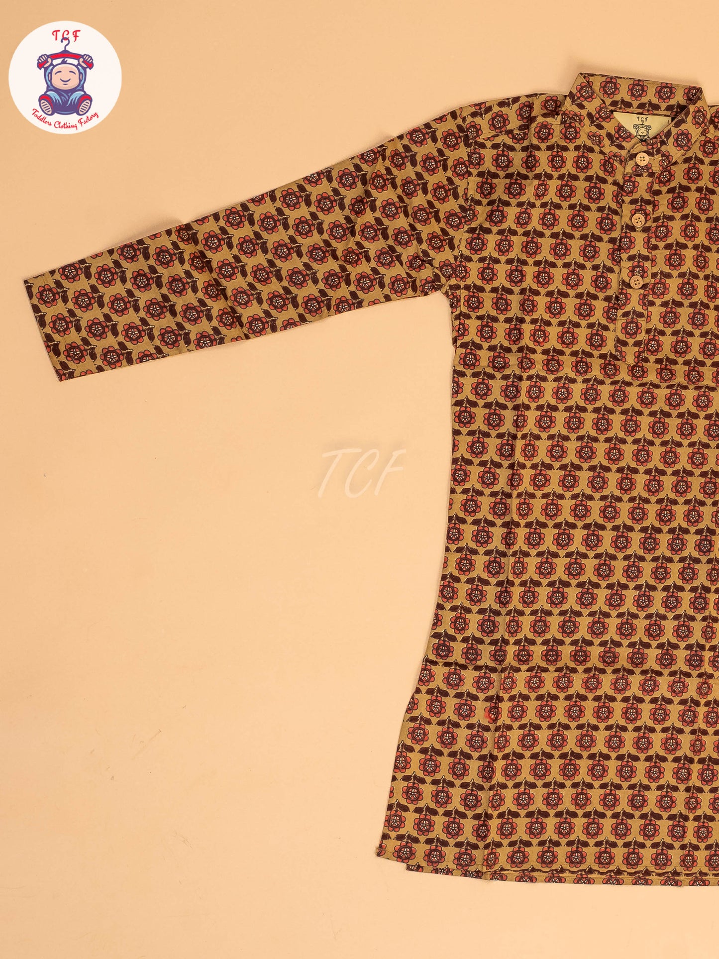Mustard & Maroon - Boys Printed Long  Kurta