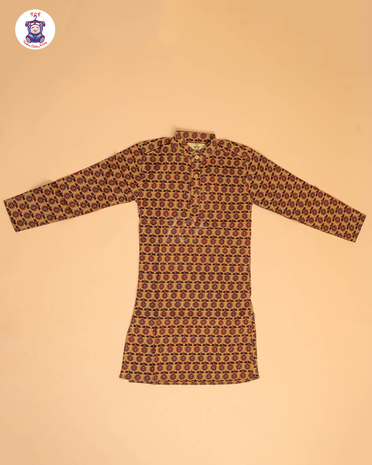 Mustard & Maroon - Boys Printed Long  Kurta