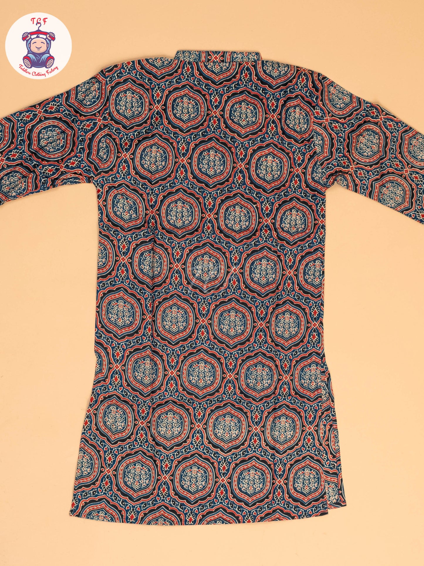 Blue & Maroon - Boys Printed Long  Kurta