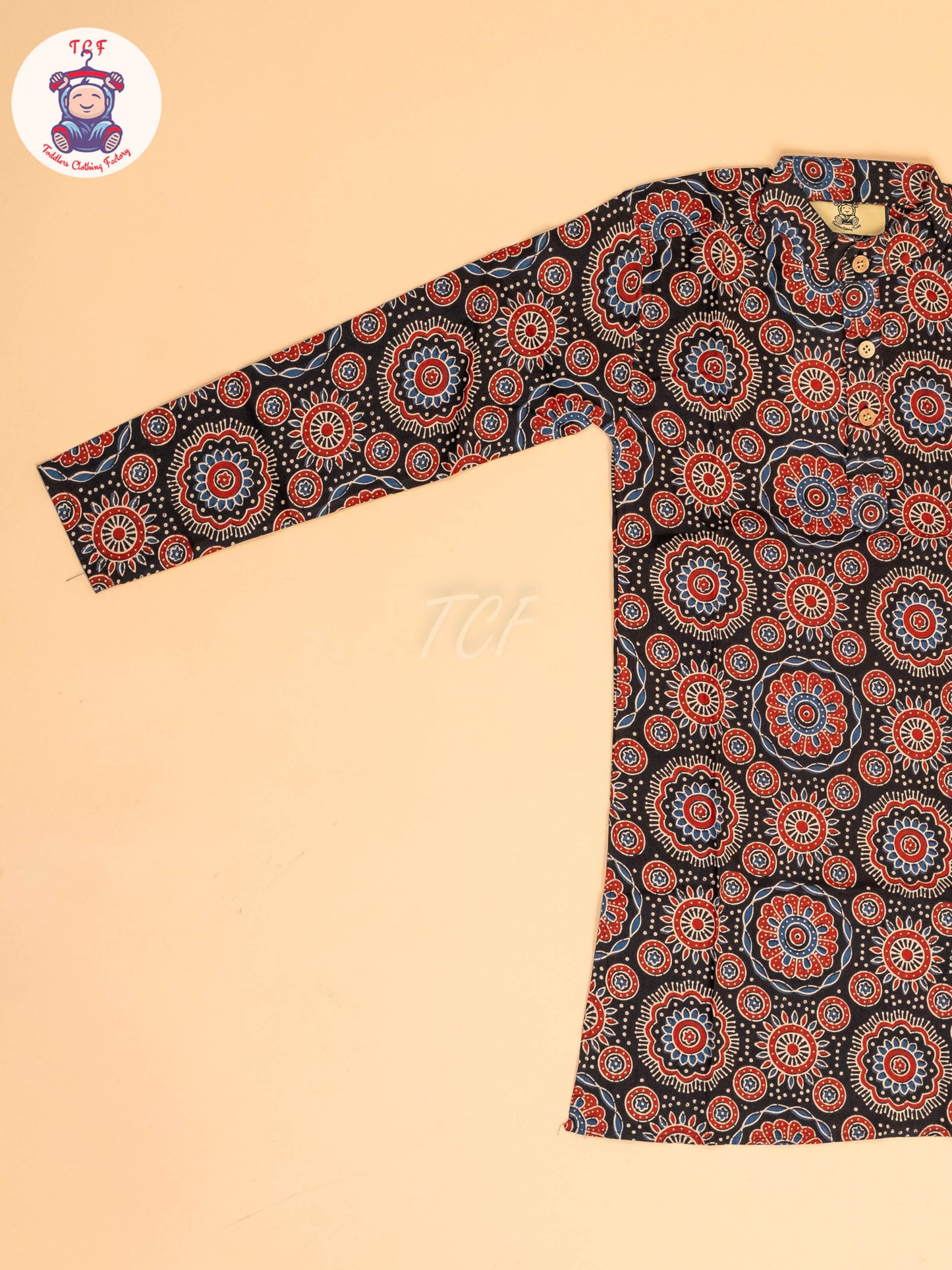 Black & Maroon - Boys Printed Long  Kurta
