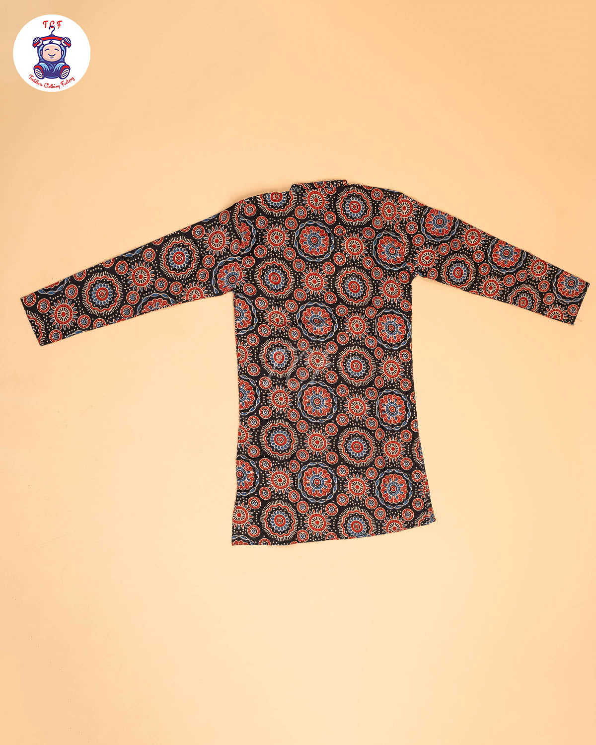 Black & Maroon - Boys Printed Long  Kurta