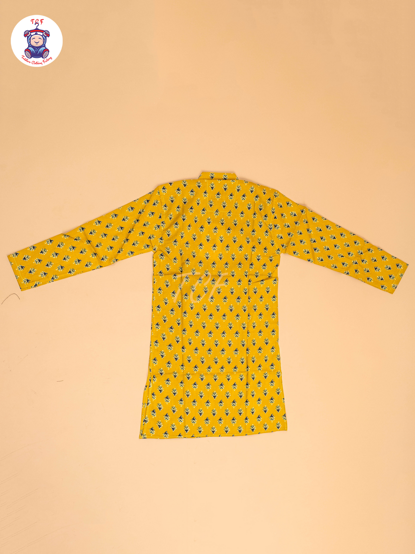 Mustard & Black - Boys Printed Long  Kurta