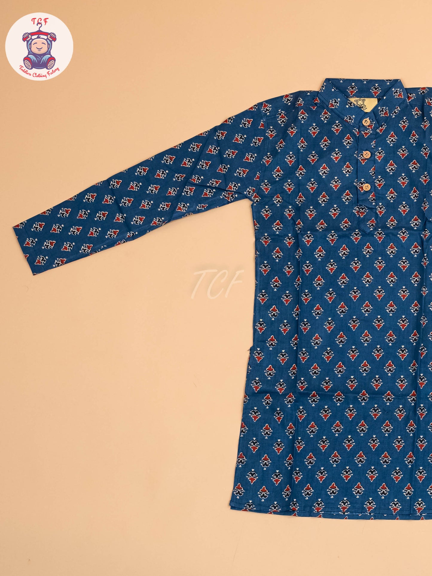 Blue & Maroon - Boys Printed Long  Kurta