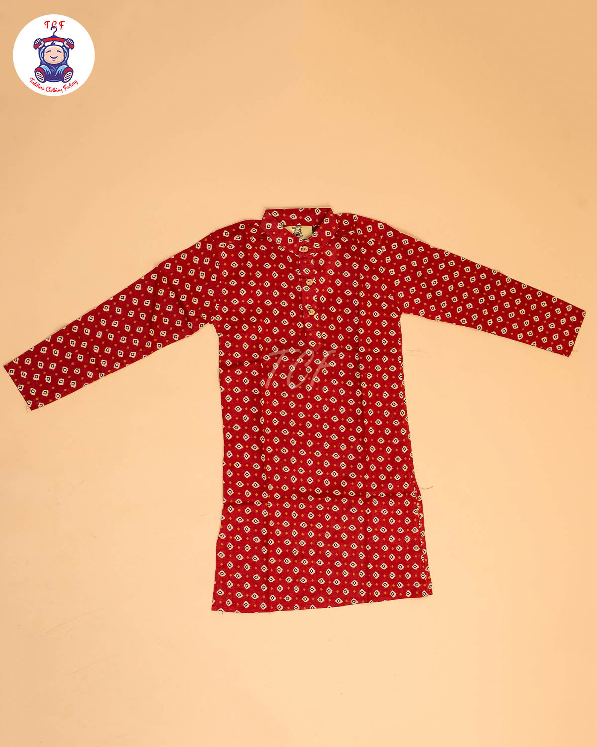 Maroon & Brown - Boys Printed Long  Kurta