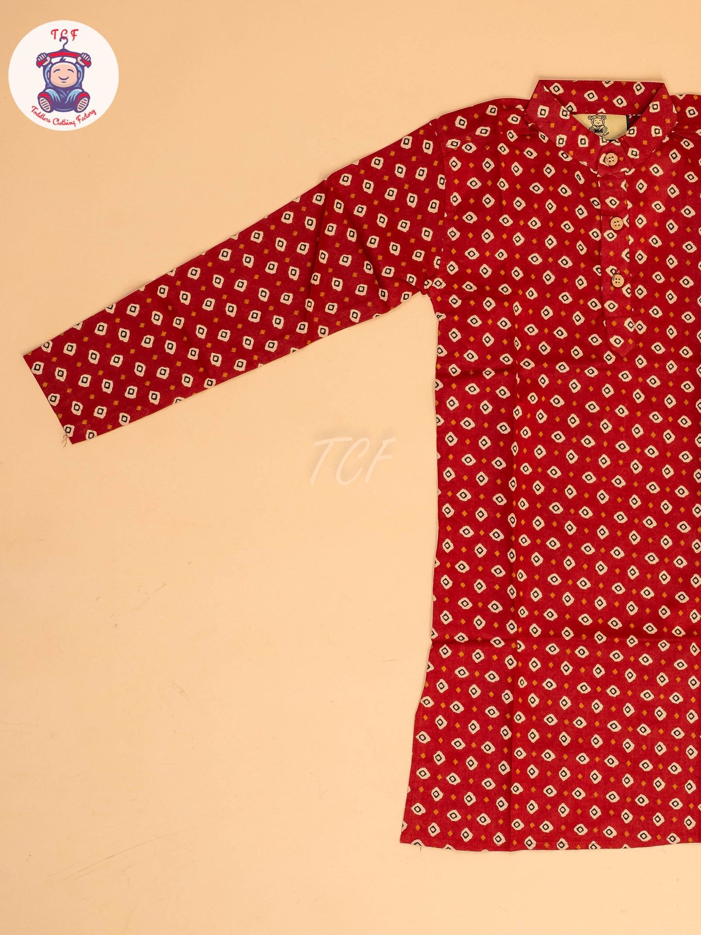 Maroon & Brown - Boys Printed Long  Kurta