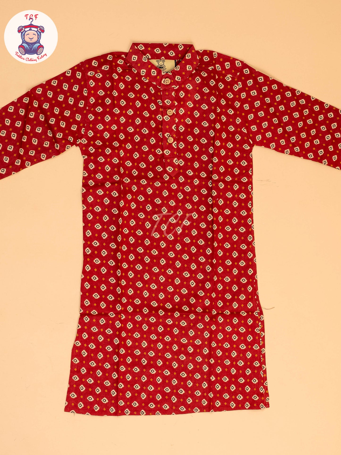 Maroon & Brown - Boys Printed Long  Kurta