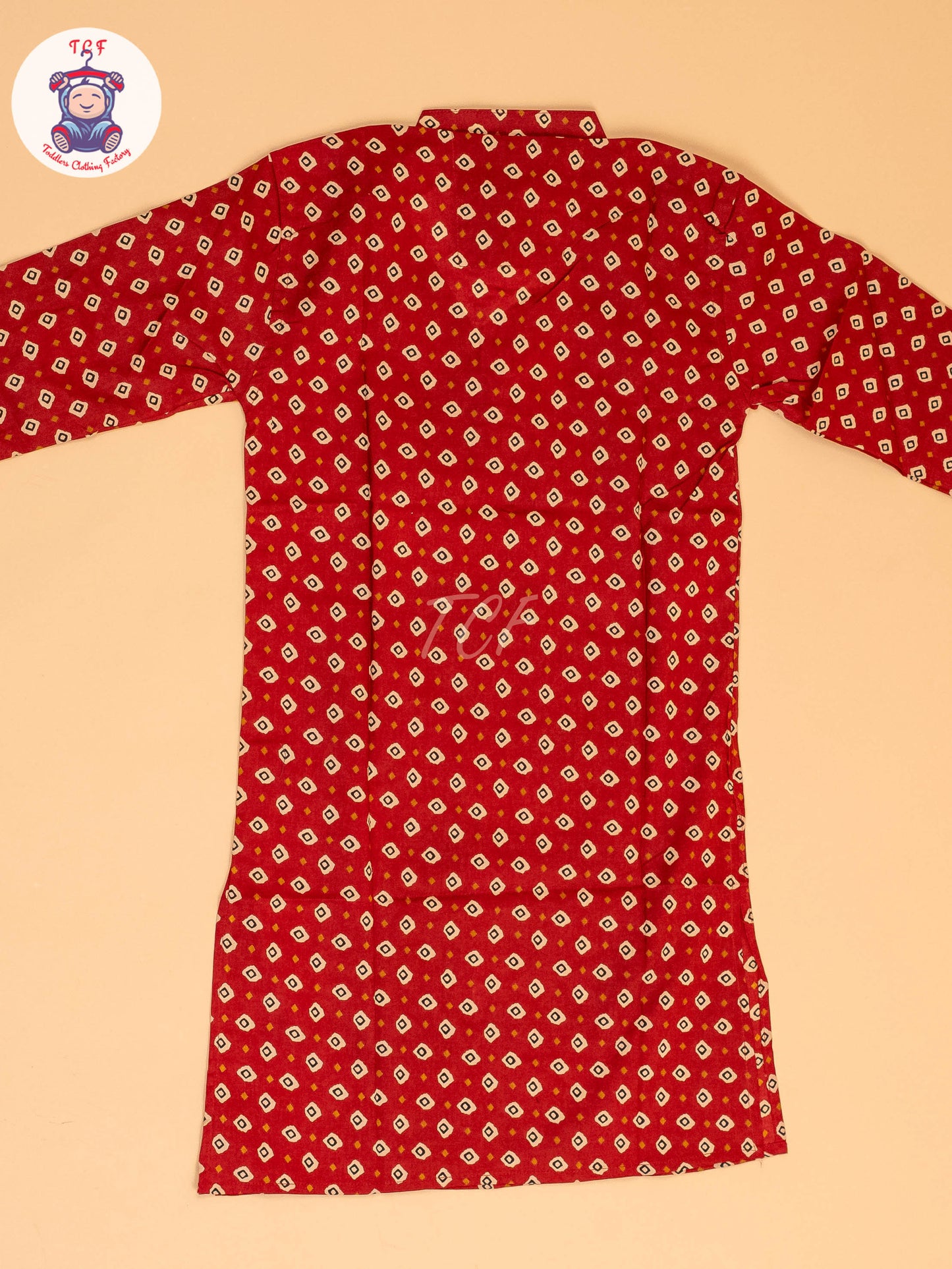 Maroon & Brown - Boys Printed Long  Kurta