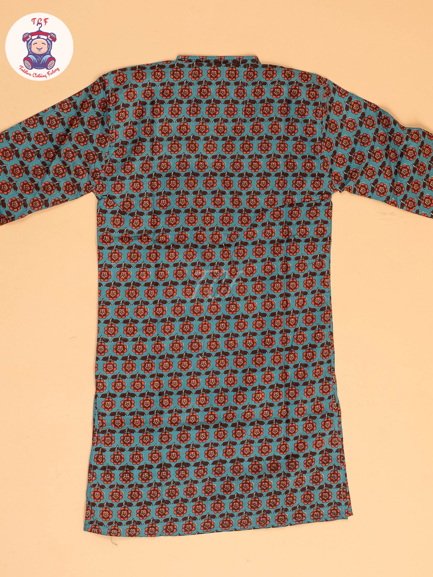 Blue & Brown - Boys Printed Long  Kurta