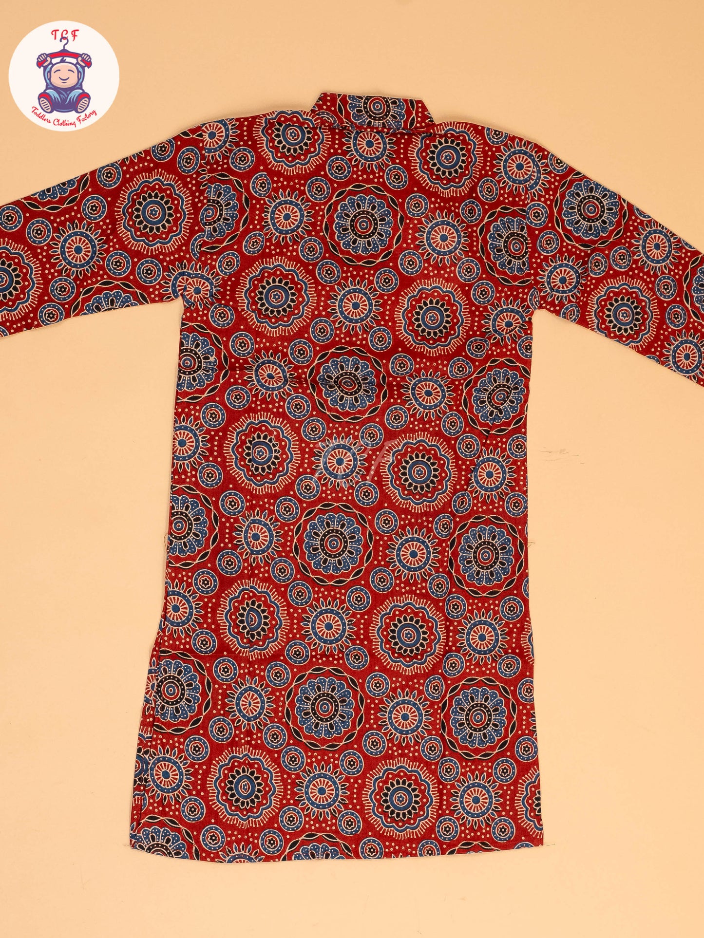 Maroon & Blue - Boys Printed Long  Kurta