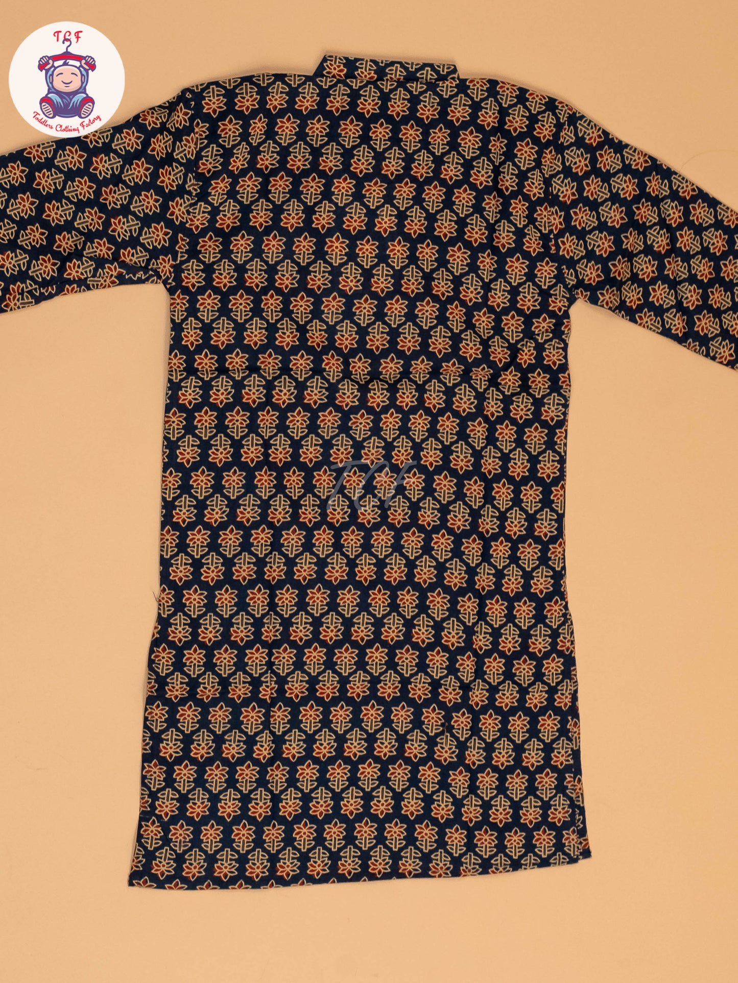 Blue & Brown - Boys Printed Long  Kurta