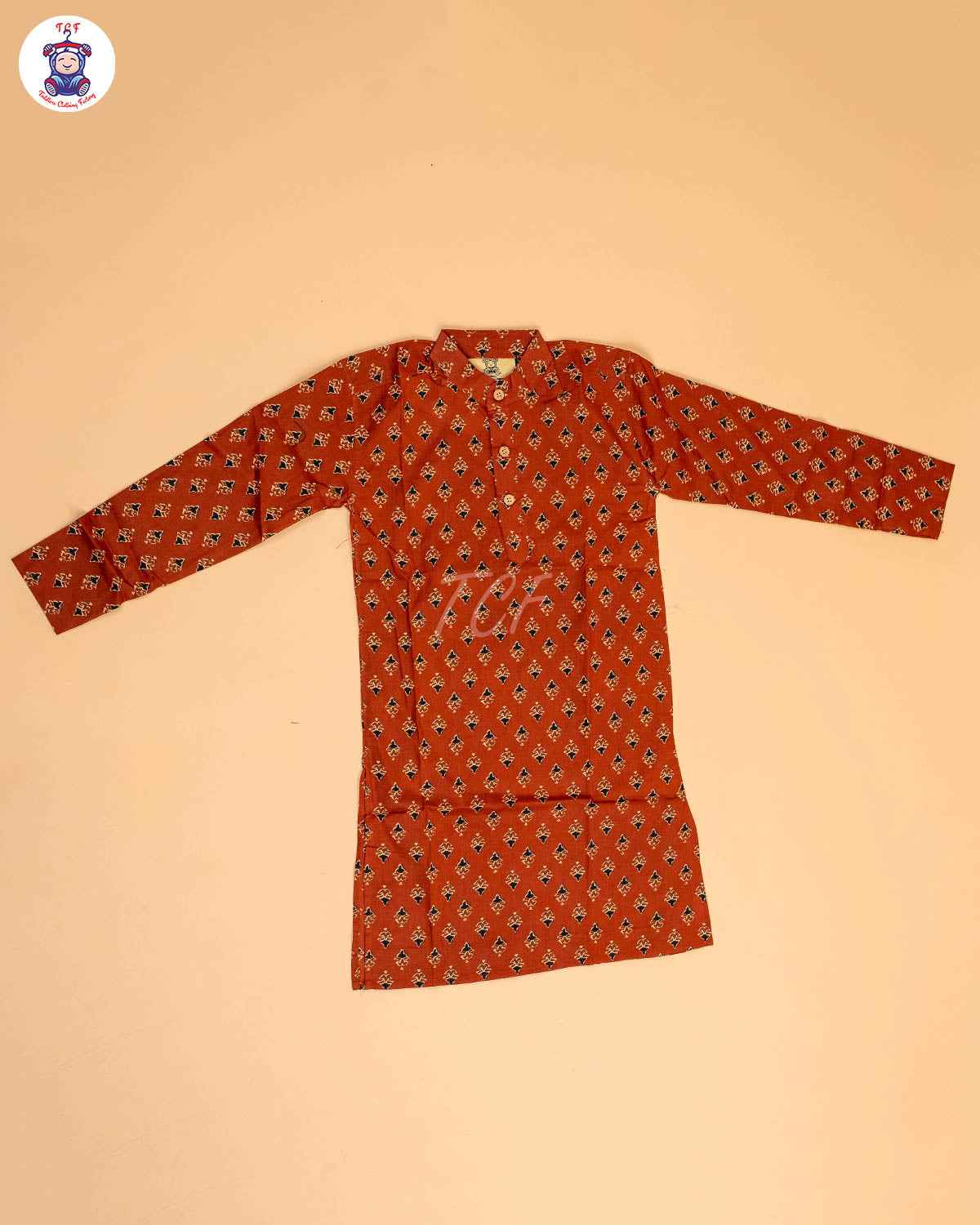 Maroon & Black - Boys Printed Long  Kurta