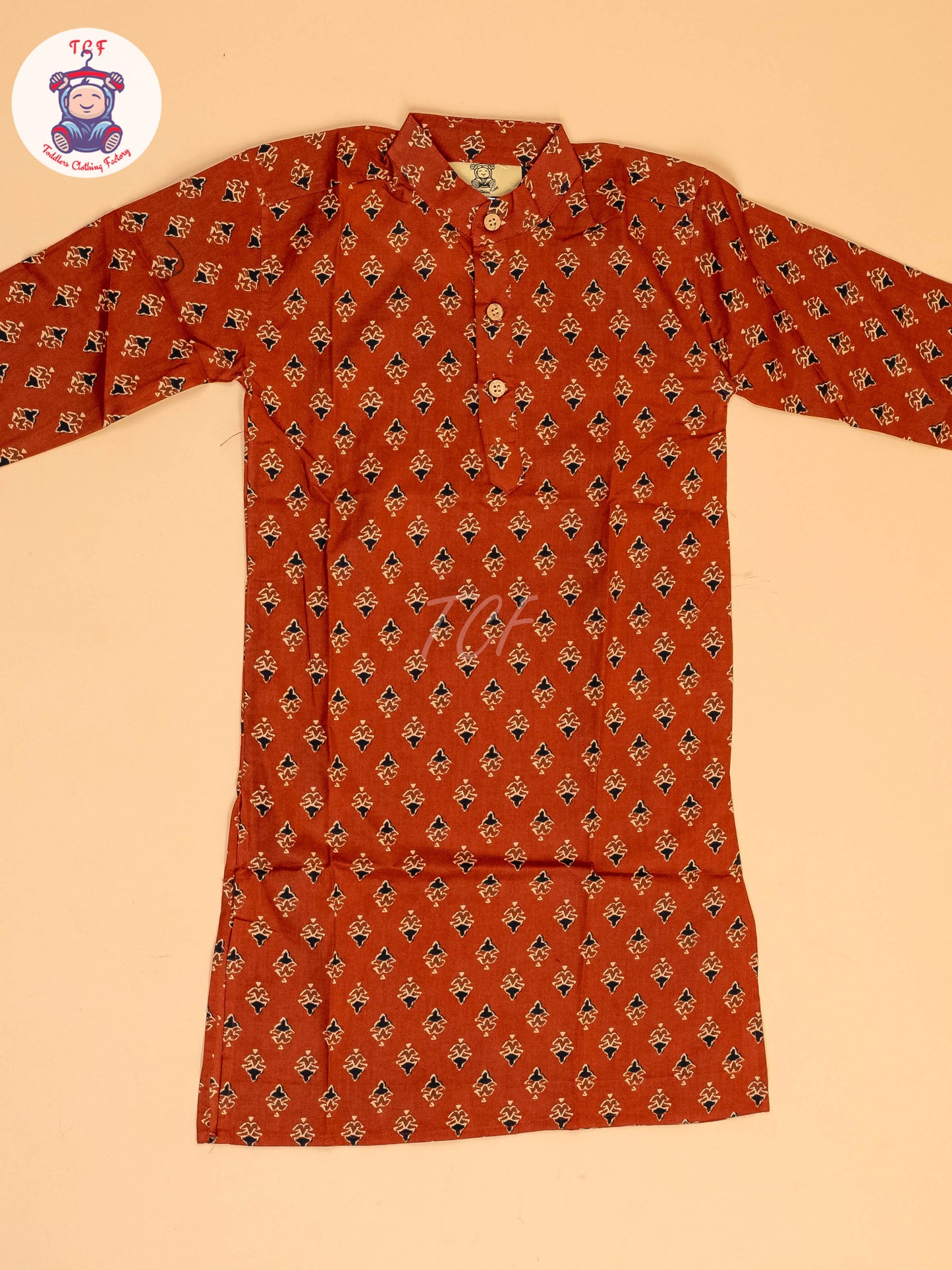 Maroon & Black - Boys Printed Long  Kurta