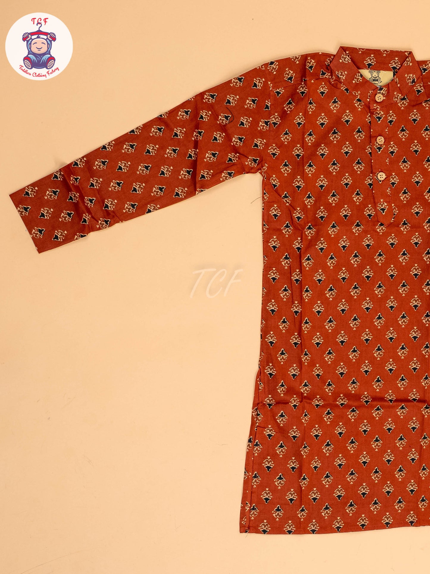 Maroon & Black - Boys Printed Long  Kurta