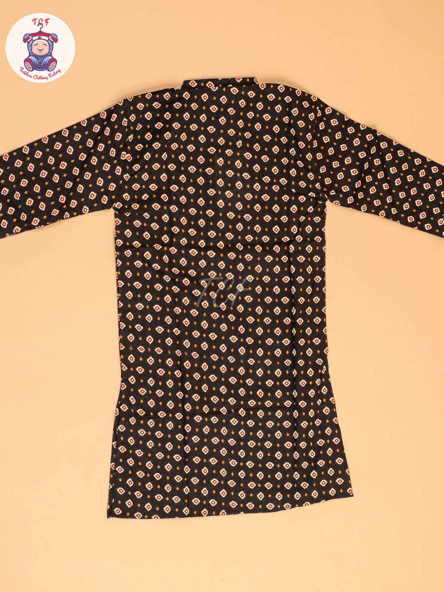 Black - Boys Printed Long  Kurta